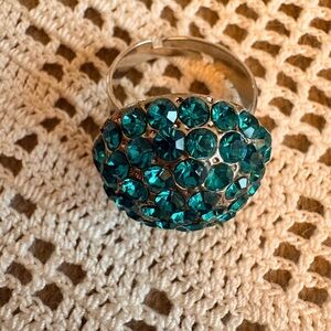 Glam Vintage Teal Crystal Ring